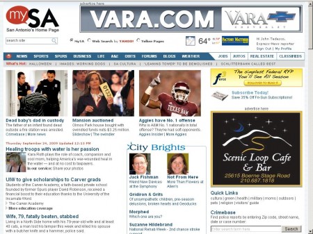 New home page of mySA.com