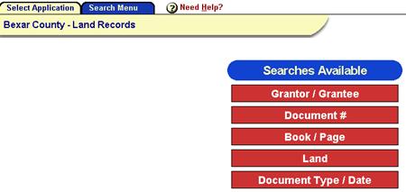 Bexar search menu