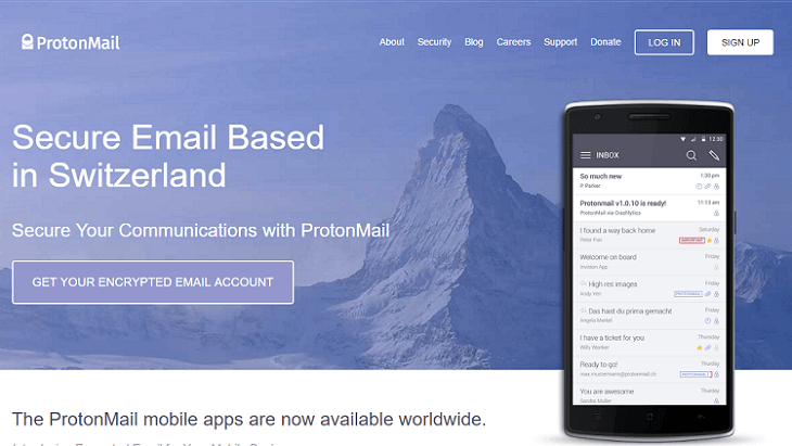 ProtonMail Main Page
