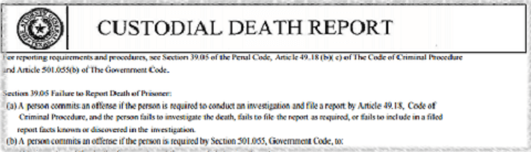 Texas Custodial Death Report