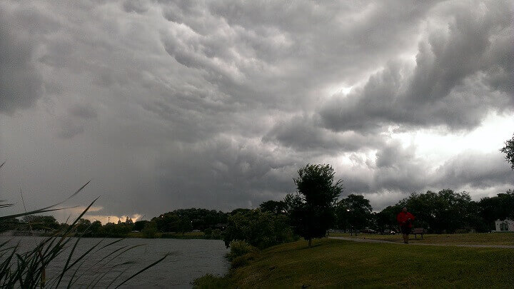 Storm clouds at Woodlawn Lake in San Antonio, Texas