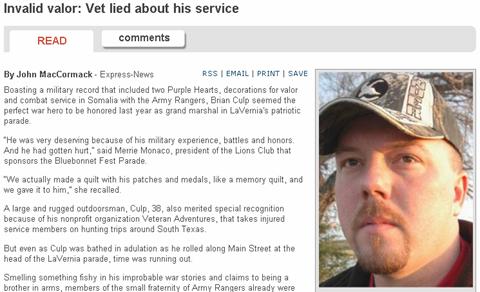 Invalid valor: Veteran Brian Culp lied about his military service